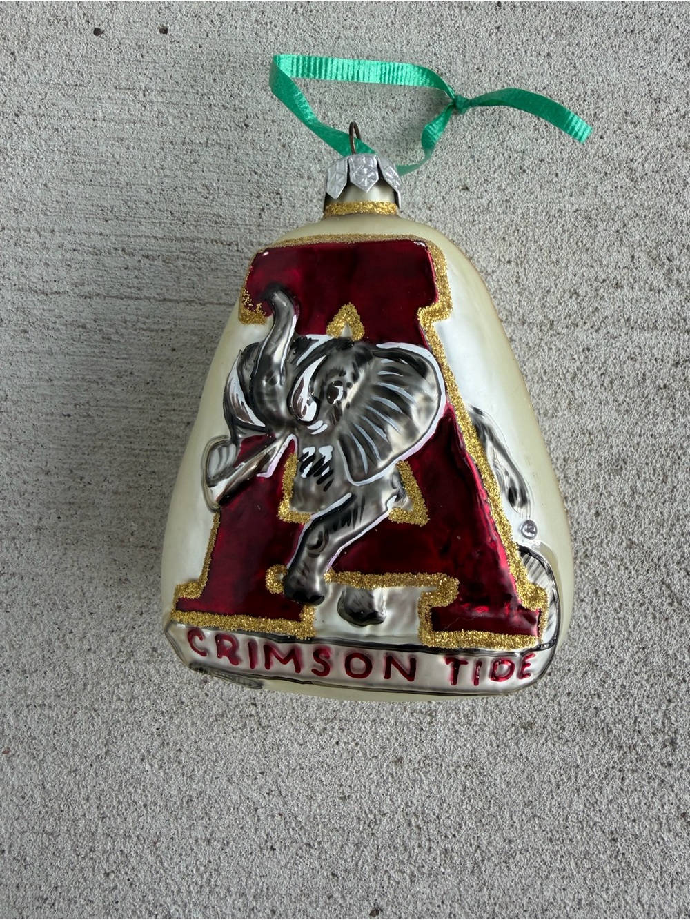 Alabama Crimson Tide Glass Christmas Ornament Elephant NCAA 5” Vintage Style